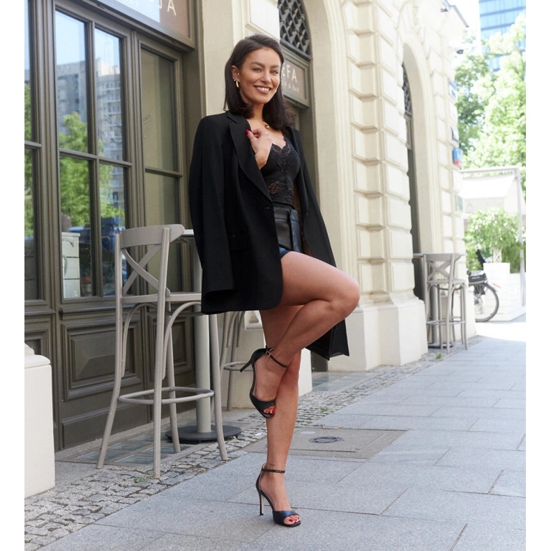 Sandali Asker con tacco alto in ecopelle nero 1