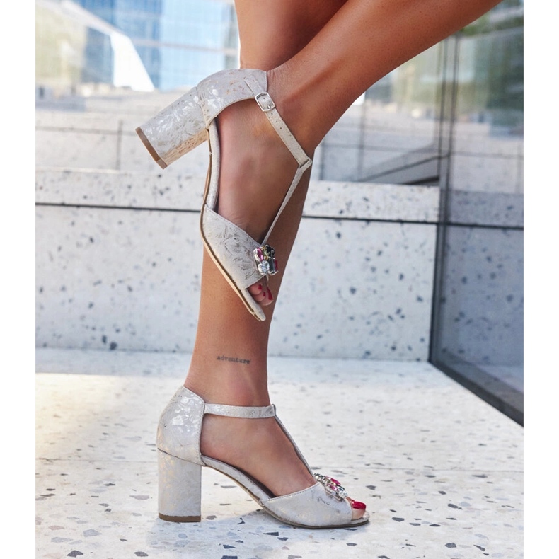 Sandali con tacco alto e sottopiede in pelle Gaberna beige 1