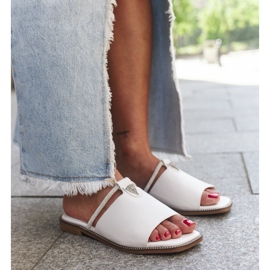 Infradito con inserto in pelle Antari bianco 1