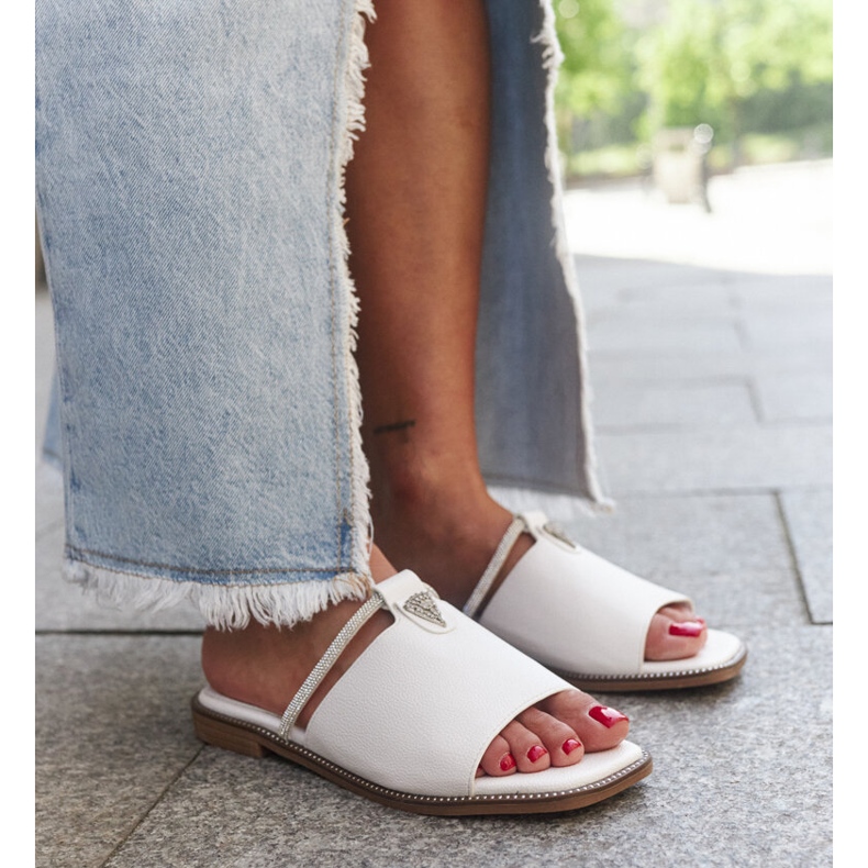 Infradito con inserto in pelle Antari bianco 1