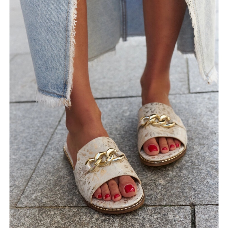 Infradito Ranime con inserto in pelle beige 1