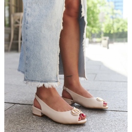 Sandali Karimala con sottopiede in pelle beige 1