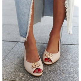 Sandali Karimala con sottopiede in pelle beige 2