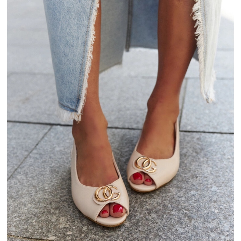 Sandali Karimala con sottopiede in pelle beige 2