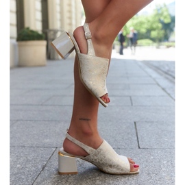 Sandali block con inserto in pelle Nuna beige 1