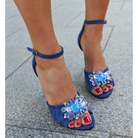 Sandali con tacco alto e sottopiede in pelle Rasheda blu 1