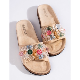 Ciabatte da donna in camoscio beige 1