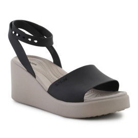 Sandali con zeppa Crocs Brooklyn con cinturino alla caviglia 209406-07H nero 1