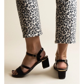 Sandali neri con una combinazione di materiali Hambly nero 2