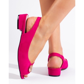 Sandali da donna in camoscio fucsia rosa 1