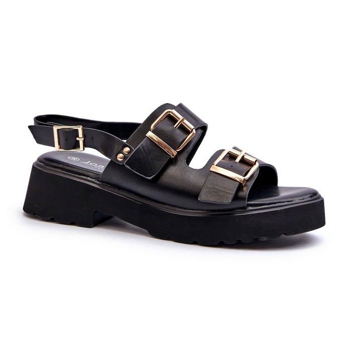 Sandali Da Donna Con Fibbie In Eco Pelle Nero 1