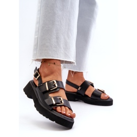 Sandali Da Donna Con Fibbie In Eco Pelle Nero 3