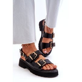 Sandali Da Donna Con Fibbie In Eco Pelle Nero 4