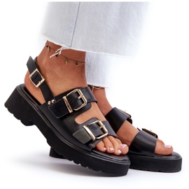 Sandali Da Donna Con Fibbie In Eco Pelle Nero 9