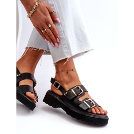 Sandali Da Donna Con Fibbie In Eco Pelle Nero 7