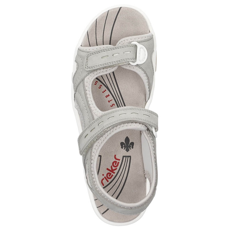 Comodi sandali sportivi da donna con velcro, grigio Rieker 68866-40 2