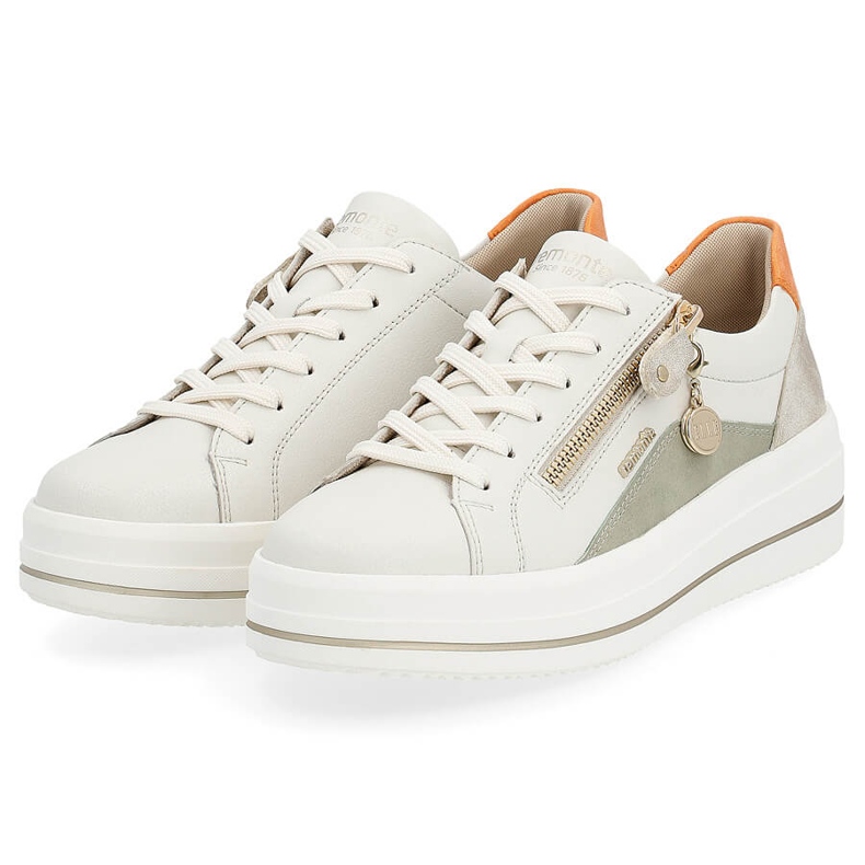 Scarpe sportive da donna comode in pelle, beige Remonte D1C01-81 2