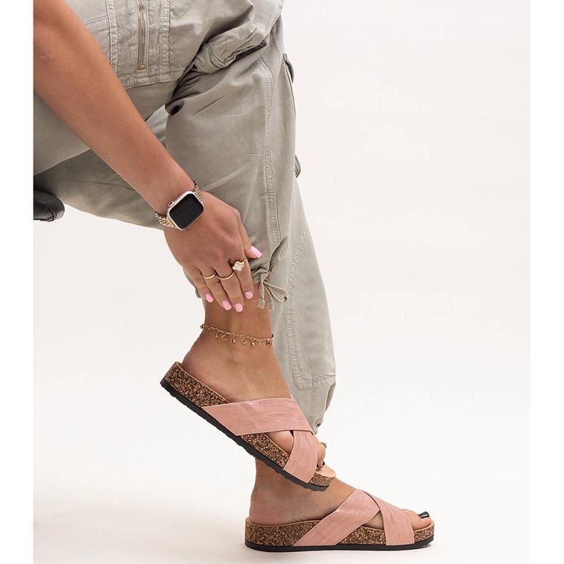 Pantofole con suola in sughero lucido Ribera rosa 1