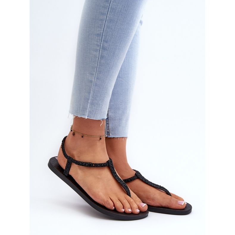 Sandali infradito da donna con glitter 26914 Ipanema Class Brilha Fem Black nero 2