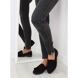 Mocassini da donna neri con fiocco nero 2