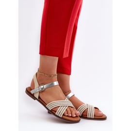 S.Barski MY923 Sandali piatti da donna, Beige 2