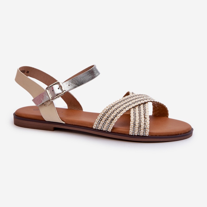 S.Barski MY923 Sandali piatti da donna, Beige 1