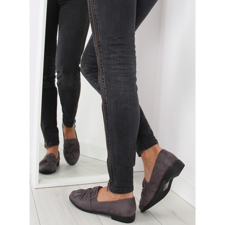 Mocassini da donna con fiocco grigio grigio 2