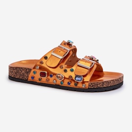 Infradito Da Donna Decorate Con Fibbie S.Barski MY121 Arancio d'oro 1