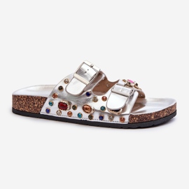 Infradito Da Donna Decorate Con Fibbie S.Barski MY121 Argento 1