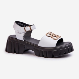 Sandali Da Donna In Pelle Con Decoro Oro, Bianco Vinceza 7910 1