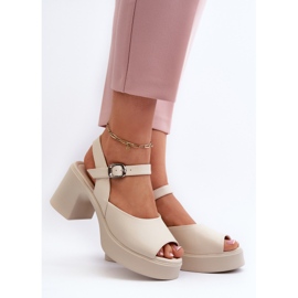 Sandali Tacco Alto in Pelle da Donna Vinceza 66627 Beige 2