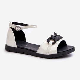 Sandali Bassi Da Donna Con Catena Vinceza 17320 Bianco 1