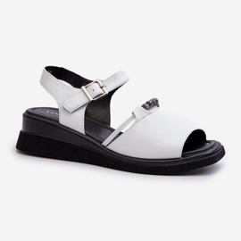 Sandali con Zeppa in Pelle da Donna Vinceza 66624 Bianco 1