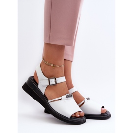 Sandali con Zeppa in Pelle da Donna Vinceza 66624 Bianco bianca 2