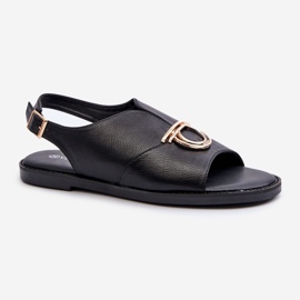 Sandali Bassi Da Donna Con Decoro Oro Vinceza 17319 Nero 1