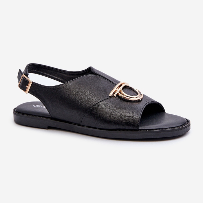 Sandali Bassi Da Donna Con Decoro Oro Vinceza 17319 Nero 1