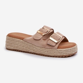 Infradito da donna con eco camoscio intrecciato Beige Zaloemi 1