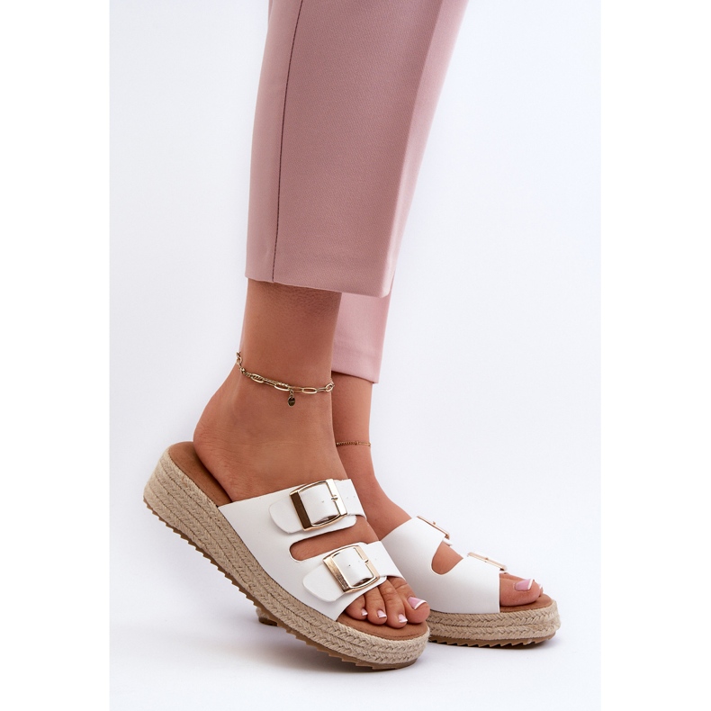 Infradito da Donna Con Eco Pelle Intrecciata, Zaloemi Bianco 2