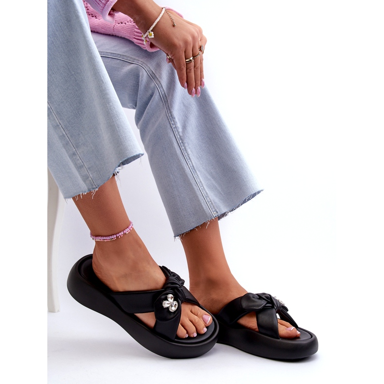 Infradito da Donna in Pelle con Plateau Nere GOE NN2N4110 nero 8
