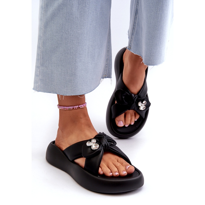 Infradito da Donna in Pelle con Plateau Nere GOE NN2N4110 nero 4