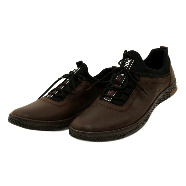 Polbut Scarpe casual da uomo in pelle K24 marrone 4