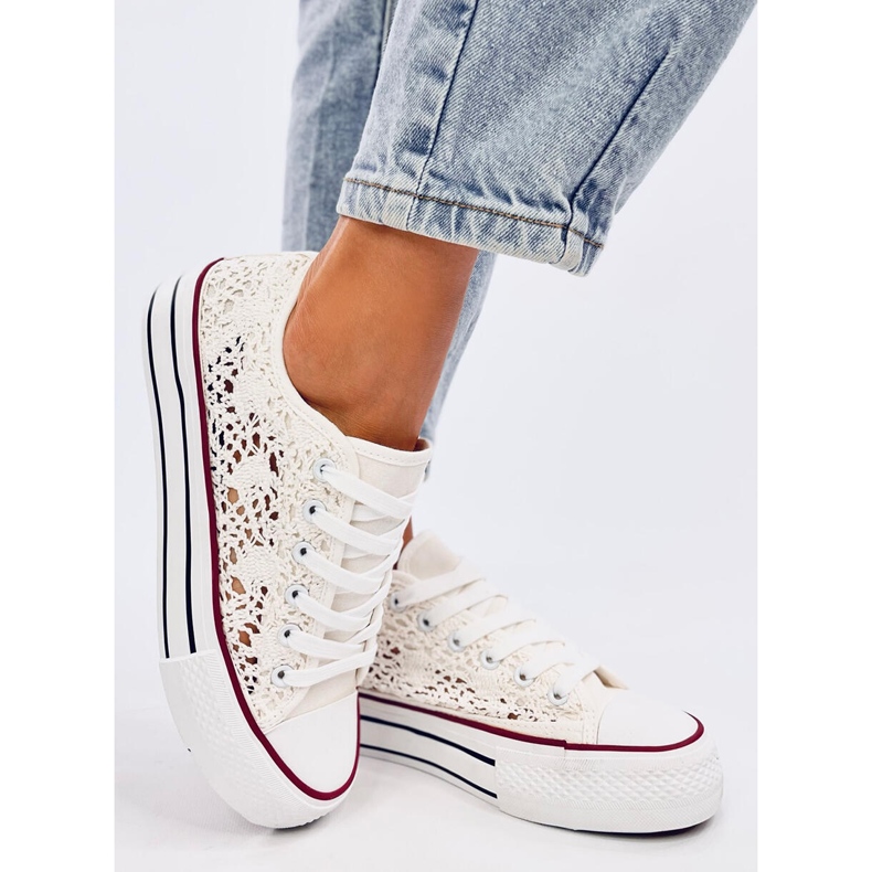 Ferrie ecru Sneaker in pizzo bianco bianca 1