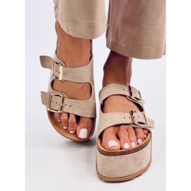 Pantofole Galzai Khaki con plateau in sughero beige 1