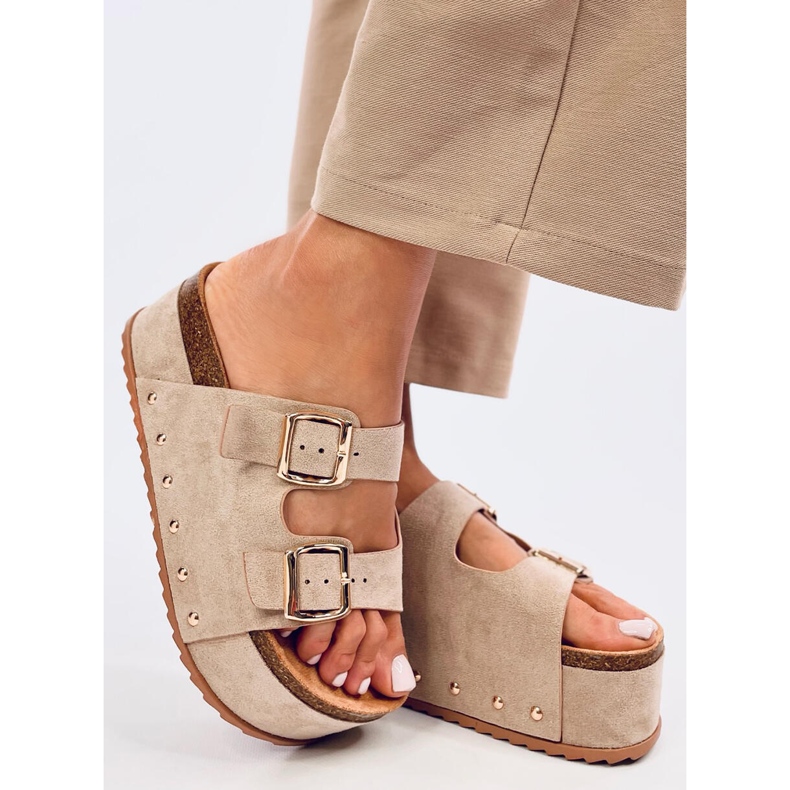 Pantofole Galzai Khaki con plateau in sughero beige 2