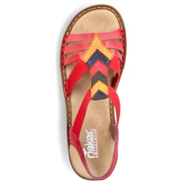 Comodi sandali slip-on da donna con elastici, rossi, Rieker 60804-33 rosso 1
