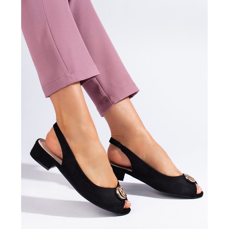 Sandali da donna in camoscio nero 1