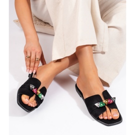 Infradito da donna nere con pietre nero 1