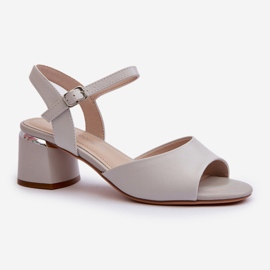 Sandali Tacco Basso da Donna Ecopelle Sergio Leone SK876 Grigio 1
