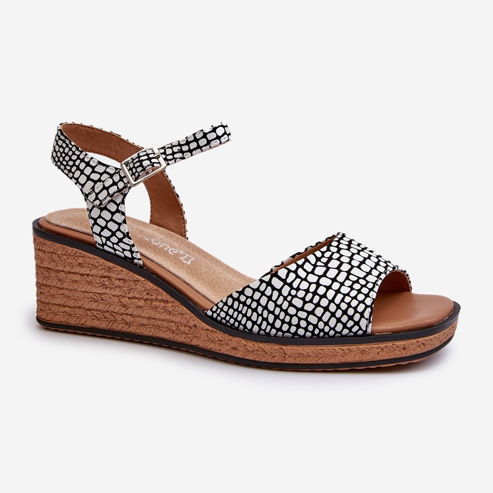 Sandali con Zeppa da Donna Sergio Leone SK303 Bianco e Nero 2
