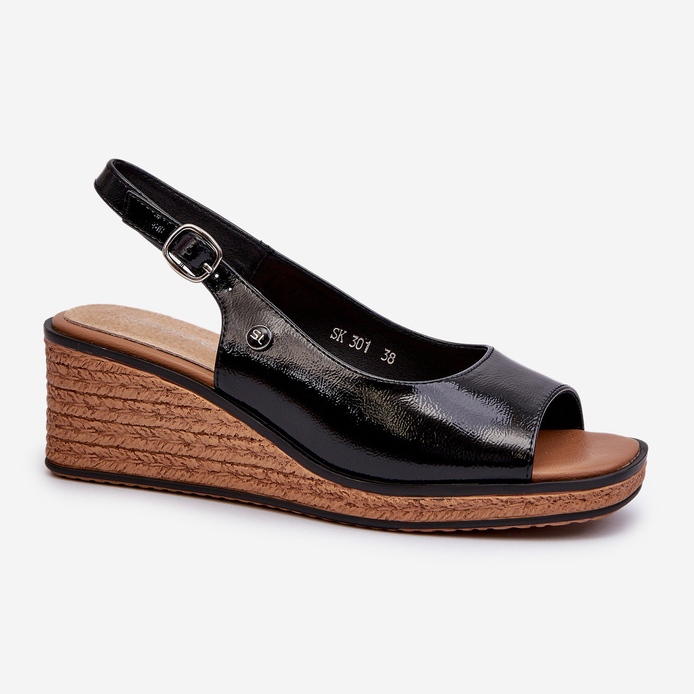 Sandali con zeppa in vernice da donna Sergio Leone SK301 Neri nero 2